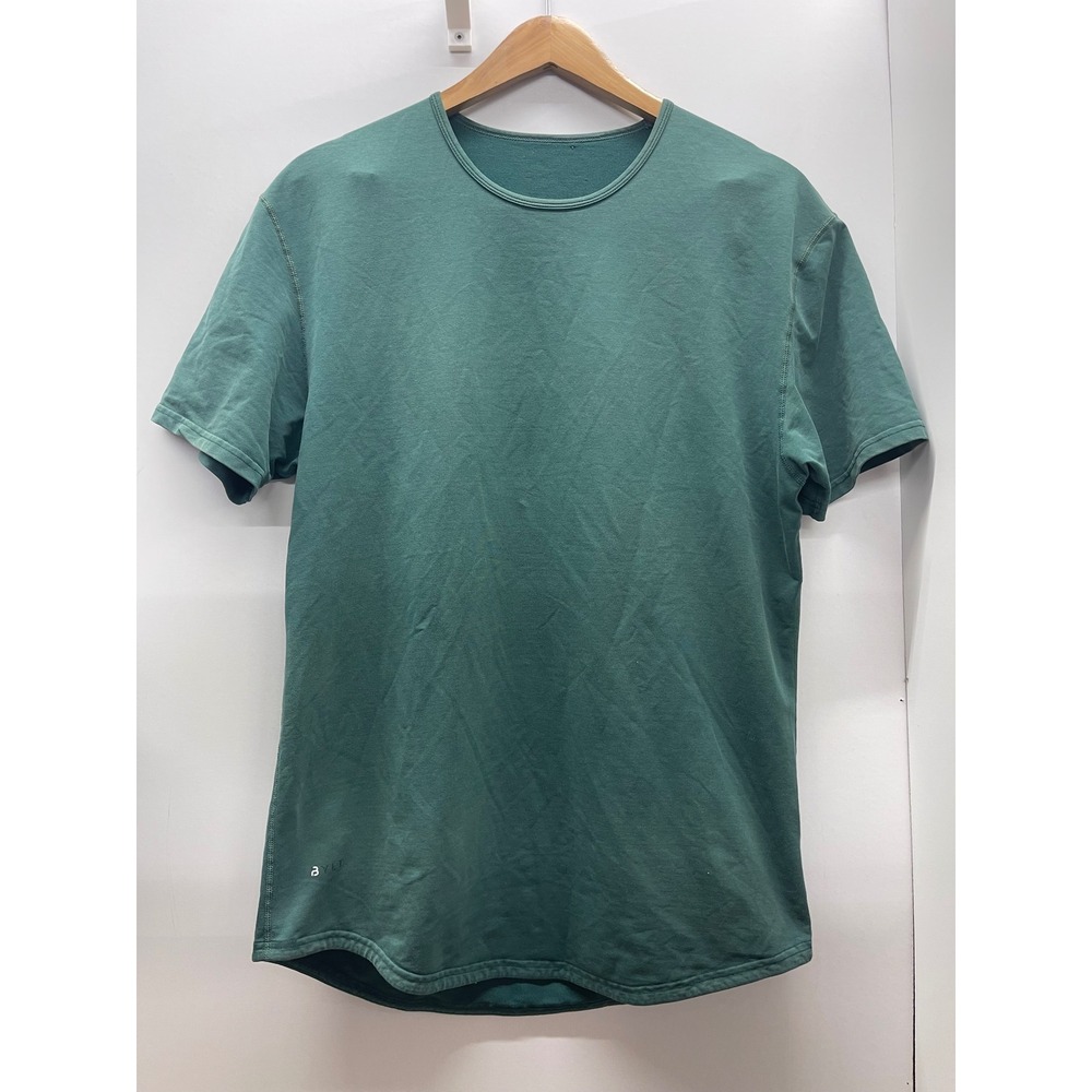 BYLT Basics Mens Drop-Cut Short Sleeve T-Shirt Green Teal Crew Neck Tee